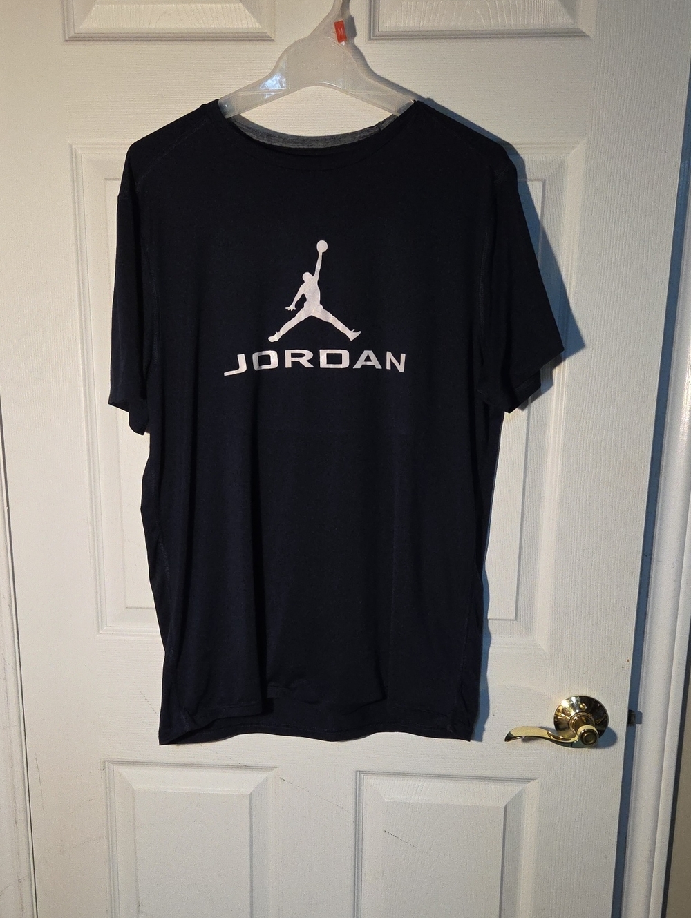 Champion Men's Navy T-Shirt with White Jordan Jumpman Logo Sz L